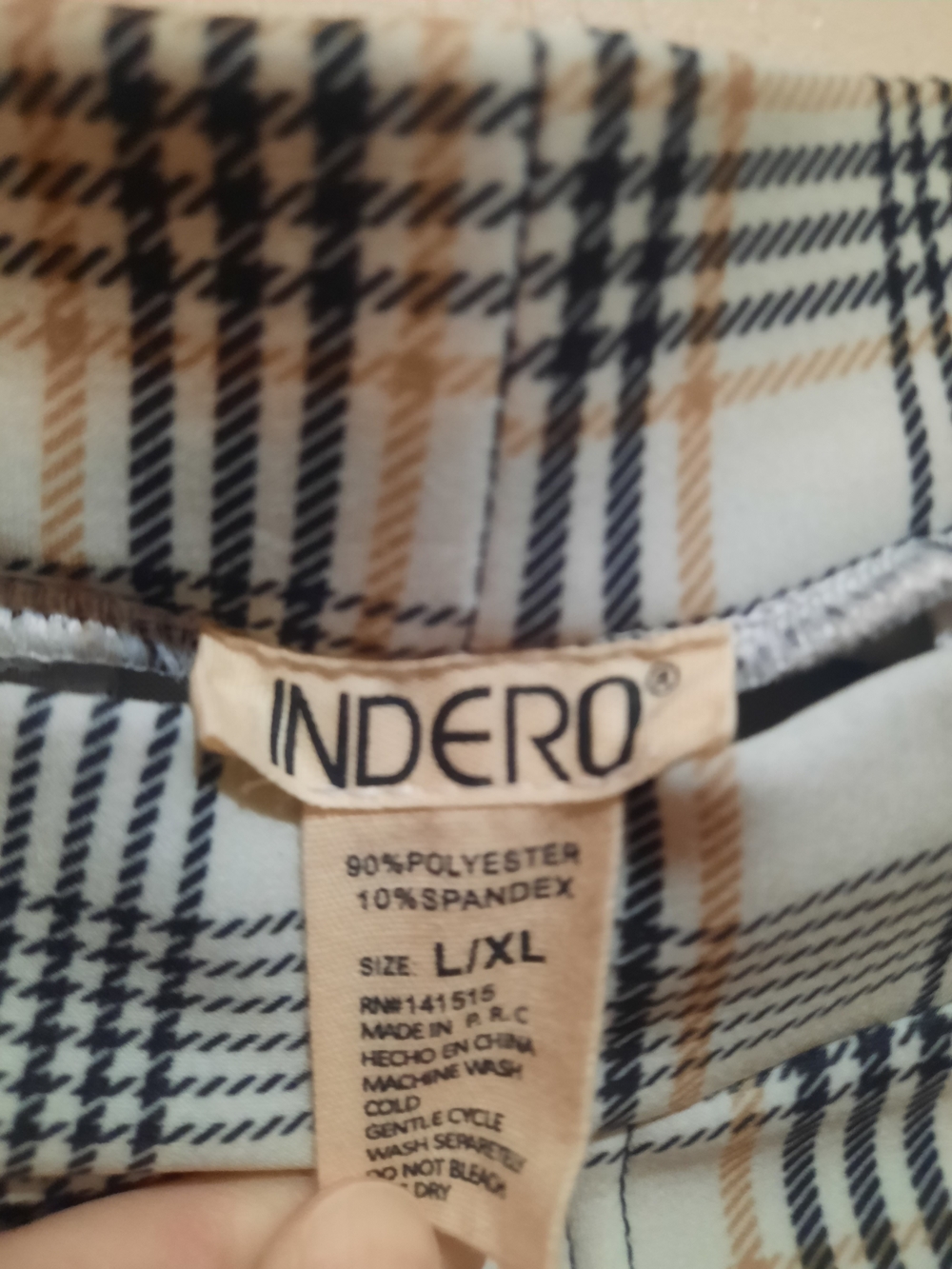 Women's Plaid Dress Pants - L/XL - Beige Black